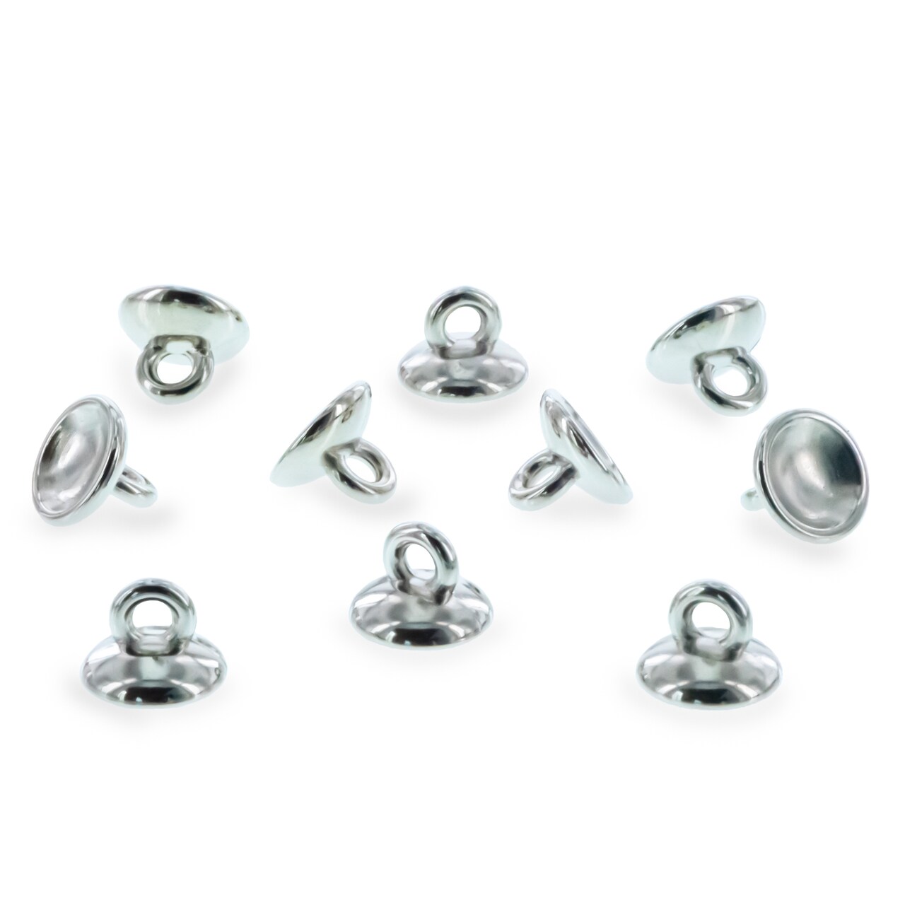10 Large Loop Silver Plastic Ornament Caps Ball or Ball or Egg Top Findings, End Caps 0.39 Inches (10 mm)